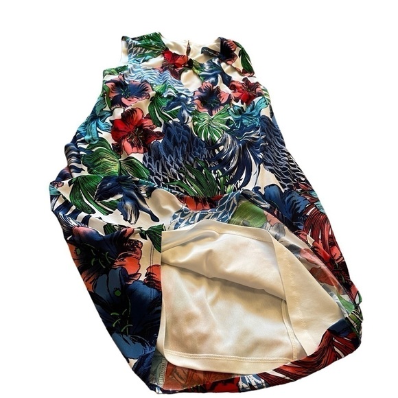 Laura Petites - Bright Tropical Shift Dress-Front Cut-outs - Lined -Size 10 P - Picture 13 of 16